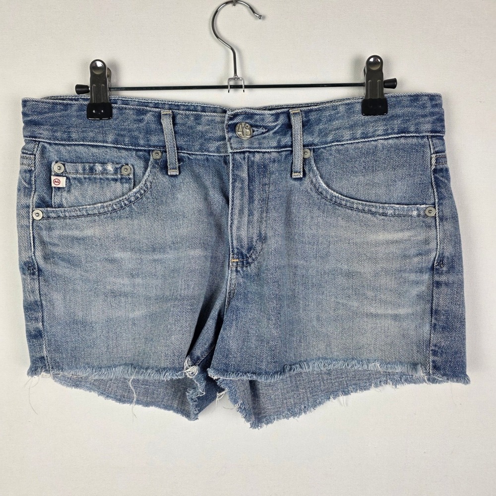AG Adriano Goldschmied The‎ Bonnie Relaxed Denim Shorts Light Wash Blue 26